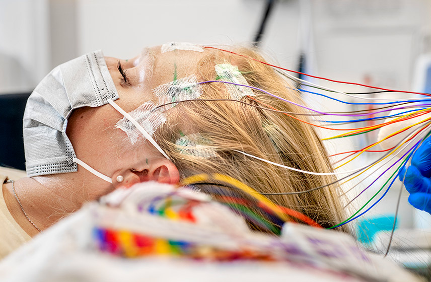 Cleveland Clinic London patient undergoing an electroencephalogram test.